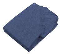 sleepling Drap-housse flanelle 180 x 200 cm 90 % coton bonnet 23 cm bleu marine chiné
