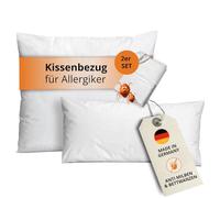 sleepling Komfort 100 Lot de 2 taies d'oreiller Evolon Encasing | Housse Anti-acariens | Hypoallergénique à la poussière Domestique | Lavable à 95 °C | Fabriqué en Allemagne | 40 x 60 cm Blanc