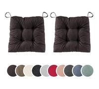 sleepling Lot de 2 coussins de chaise Basic20 40/35 x 38 x 7 cm 100 % coton intérieur/extérieur Châtaigne fabriqués dans l’UE