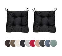 sleepling Lot de 2 coussins de chaise Basic20 40/35 x 38 x 7 cm 100 % polyester intérieur/extérieur Noir fabriqués dans l’UE