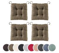 sleepling Lot de 4 coussins de chaise Basic20 40/35 x 38 x 7 cm 100 % coton attaches auto-agrippantes Taupe fabriqués dans l’UE