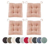 sleepling Lot de 4 coussins de chaise Basic20 40/35 x 38 x 7 cm 100 % coton attaches auto-agrippantes Rose fabriqués dans l’UE