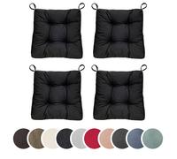 sleepling Lot de 4 coussins de chaise Basic20 40/35 x 38 x 7 cm 100 % polyester intérieur/extérieur Noir fabriqués dans l’UE