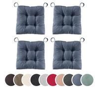 sleepling Lot de 4 coussins de chaise Basic20 40/35 x 38 x 7 cm 100 % polyester lavables Bleu jean fabriqués dans l’UE