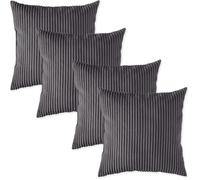 sleepling lot de 4 coussins décoratifs 40 x 40 cm velours côtelé Gris foncé garnissage polyester lavables fabriqués dans l’UE