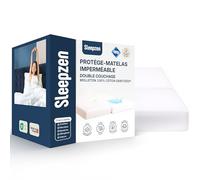 SLEEPZEN Protège Matelas Lit Articulé Double 2x70x200 cm - Imperméable, Respirant & Silencieux - 100% Coton - Sanitized® Anti-Acarien - Oeko-Tex® - Fabriqué au Portugal