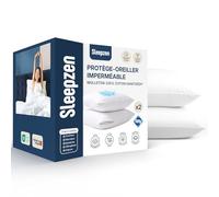 SLEEPZEN Protege Oreiller 40x60 Impermeable (Lot de 2), Protège Oreiller Respirant, Doux et Silencieux, Qualité Supérieure Certifié Oeko-Tex® et GRS®, Coton, Fermeture Zip, Hypoallergénique