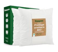 SLEEPZEN Protège-Oreiller 50x50 cm Lot de 2 - Molleton 100% Coton Bio - Housse Taie Oreiller Absorbante - Protection Respirante Silencieuse - Hypoallergénique - Oeko-Tex - Fabriqué Portugal