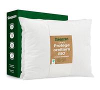 SLEEPZEN Protège-Oreiller 70x90 cm Lot de 2 - Molleton 100% Coton Bio - Housse Taie Oreiller Absorbante - Protection Respirante Silencieuse - Hypoallergénique - Oeko-Tex - Fabriqué Portugal
