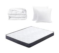 Sleivant Matelas 160x200 cm avec Couette et 2Oreillers，Ensemble 1 Matelas en Mousse 160x200 + 1 Couette 220x240 + 2 Oreillers 60x60