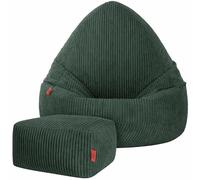 Slevobox Pouf Poire Enfant et Adulte 75x75x100 cm Boho avec Repose-Pieds - Pouf Chambre Enfant avec Remplissage - Velours Côtelé Doux - Bean Bag pour Chambre et Salon - Fauteuil Confortable
