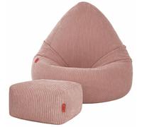 Slevobox Pouf Poire Enfant et Adulte 95x95x120 cm Boho avec Repose-Pieds - Pouf Chambre Enfant avec Remplissage - Velours Côtelé Doux - Bean Bag pour Chambre et Salon - Fauteuil Confortable