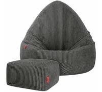 Slevobox Pouf Poire Enfant et Adulte 95x95x120 cm Boho avec Repose-Pieds - Pouf Chambre Enfant avec Remplissage - Velours Côtelé Doux - Bean Bag pour Chambre et Salon - Fauteuil Confortable