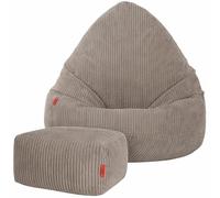 Slevobox Pouf Poire Enfant et Adulte 95x95x120 cm Boho avec Repose-Pieds - Pouf Chambre Enfant avec Remplissage - Velours Côtelé Doux - Bean Bag pour Chambre et Salon - Fauteuil Confortable