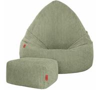 Slevobox Pouf Poire Enfant et Adulte 95x95x120 cm Boho avec Repose-Pieds - Pouf Chambre Enfant avec Remplissage - Velours Côtelé Doux - Bean Bag pour Chambre et Salon - Fauteuil Confortable