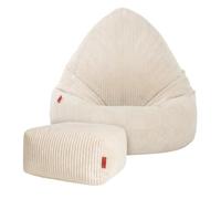 Slevobox Pouf Poire Enfant et Adulte 95x95x120 cm Boho avec Repose-Pieds - Pouf Chambre Enfant avec Remplissage - Velours Côtelé Doux - Bean Bag pour Chambre et Salon - Fauteuil Confortable