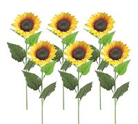 SLFYEE Lot de 6 tournesols artificiels de 62 cm - Fleurs artificielles en soie - Longues tiges pour tombe, balcon, cimetière, jardin, mariage, fête, maison