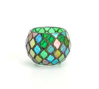 SLIAXINT Photophore en Verre Mosaïque Vert, 8 X 10 cm, Verres à Bougie Chauffe-Plat, Bougeoirs Colorés et Romantiques pour la Table, Les Fêtes, Le Salon, Les Mariages et la Décoration D'Intérieur