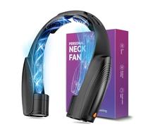 Slientspin 8000 mAh Ventilateur de Cou Portable, 6 Vitesses Ventilateur Cou Climatiseur Rechargeable, Ventilateur de Cou Silencieux Libres Sans Pale pour Bureau Voiture Camping Exterieur, Noir