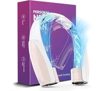 Slientspin 8000 mAh Ventilateur de Cou Portable, 6 Vitesses Ventilateur Cou Climatiseur Rechargeable, Ventilateur de Cou Silencieux Libres Sans Pale pour Bureau Voiture Camping Exterieur, Blanc