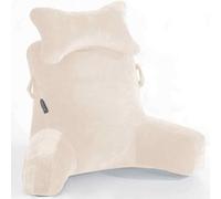 SLIGUY Oreiller de Lecture Extra Large de 78,7 cm Coussin de Repos avec Rouleau de Cou Amovible et Accoudoirs pour S'asseoir dans Le lit ou Le Dossier du Canapé Coussin de Lecture pour Lire, Beige