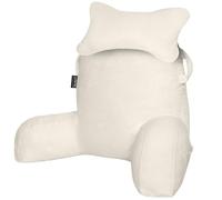 SLIGUY Oreiller de Lecture pour s'asseoir au lit, Oreiller Dorsal avec Poches, Oreiller Dorsal pour Adulte, Chaise de lit pour se Reposer, Lire, Regarder la télévision, Jouer Beige