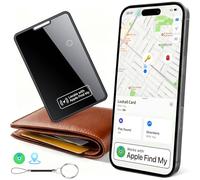 Slim Wallet Tracker Carte Lot de 1, Rechargeable Smart Air Traceur Tag Card Compatible avec Apple Localiser (iOS Uniquement), Bluetooth Localisateurs D’Objets pour Portefeuille Clés Bagages Valise