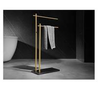 Slish & A Porte-serviettes de bain à 2 niveaux en cuivre avec base en marbre pour salle de bain et buanderie Noir 50 x 20 x 88 cm