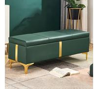 Slish Banc ottoman en cuir synthétique avec pieds en métal - Repose-pieds polyvalent et chic pour salon, chambre à coucher et entrée, 119,4 x 40,6 x 45,7 cm, vert