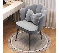 Slish Chaise de bureau en velours avec dossier, tabouret de maquillage confortable avec motif de pétales du milieu du siècle doux pour femmes et filles, idéal pour chambre à coucher et dressing (pieds
