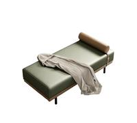 Slish Chaise longue en cuir synthétique, banc d'accentuation minimaliste et siège fenêtre de table avec coussin cylindrique, pour petite taille, assemblage facile (B, 160 x 45 x 42 cm)