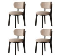 Slish Ensemble de salle à manger moderne en bois pour 4 personnes - Housses amovibles en coton et lin - Motif Ele noir et kaki pour cuisine et Reurant - Décoration idéale de salle à manger