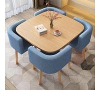 Slish Ensemble de table ronde moderne avec 4 chaises - Table basse de conférence et de réunion pour salon, cuisine et salle à manger (bleu)
