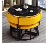 Slish MANGO Ensemble table de salle à manger ronde avec 4 chaises - Meuble élégant pour petites cuisines, bureaux, salles de conférence et salons - Noir