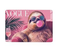 Sloth Vogue Cover Art Tapis 150 X 100 Cm, Doux Et Antidérapant Près Du Lit | Tapis doux à poils courts avec entretien facile à la main; convient aux petits espaces; pour chambre d'amis et coin lecture