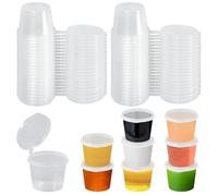 SLTAXAR 200 Boîtes De Conservation Avec Couvercle, Petites, 1 Oz, Boîtes Fraîcheur Pots À Sauce Étanches 25 Ml Récipients En Plastique Pots À Vinaigrette, Adaptés Au Micro-Ondes Petites