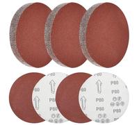 SLTAXAR Lot de 50 disques abrasifs de 150 mm - Grain 80 - Papier abrasif de 150 mm - Papier abrasif sans boucle - Pour ponceuse excentrique - Base en papier marron pour bois, métal, élimination de la