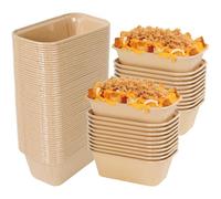 SLTAXAR Lot de 50 mini moules à gâteau rectangulaires en papier - 8 x 4 x 4 cm - Jetables - Moule à gâteau rectangulaire avec film PET - Moules à muffins pour pain, gâteaux, muffins, marron