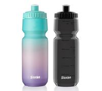 SLUXKE Lot de 2 gourdes pour vélo de 720 ml, anti-fuite, sans BPA, pour le sport, le cyclisme, le cyclisme, tricolore et noir