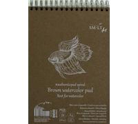 SM•LT Carnet de croquis authentique Aquarelle à spirale Marron Format A4