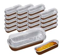 Small Cake Pan - 20pcs Aluminum Foil Mini Loaf Pans with Lids, 200ml Baking Cups | Multifunctional Non Stick Muffin Tin Rectangle Pan Set for Brownie Tiny Cake Bread Dessert Home Kitchen