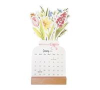 Small Desk Calendar 2026 Bloomy Flower Mini Planner Wooden Base Calendrier De Bureau Calendario De Escritorio Calendario Da Tavolo Pour Office School Dormitory 2026 Aesthetic