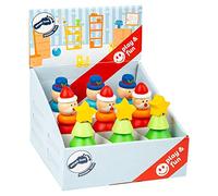 Small Foot 11466 Présentoir Figurines à Empiler de Noël en Bois, Set de 9 Figurines, Hauteur 12.5cm Chacune