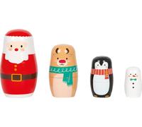 small foot Poupées Russes Noël en Bois, adorables matriochkas, 4 pièces, Jeu d'empilage pour Enfants à partir de 2 Ans, 12682
