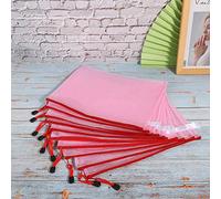 Smandy 10 Pièces Sac à Fermeture éclair en Maille A4 Organisateur de Documents Dossier de Fichiers Pochette Transparente à Fermeture éclair en PVC avec Double Poche Conception Portable (rose clair)