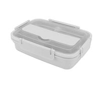 Smandy Boîte à Déjeuner à 3 Compartiments en Acier Inoxydable 304, avec Cuillère et Baguettes, pour Bureau, école, Voyage, Pique-nique (WHITE)