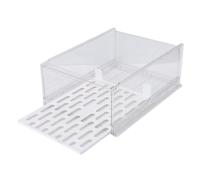 Smandy Boîte de Rangement pour Placard, Bac de Rangement Empilable en PET Transparent avec Rail de Panneau de Tiroir et Base Antidérapante, Transparence à 92 % pour Chambre à Coucher, Placard,