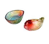 Smandy Bol Artisanal avec Couvercle 20 X 13 X 12 Cm, Organisateur de Collations Multifonctionnel pour Cuisine, Bureau, Pot de Poulet Décoratif pour Noix, Condiments, Coq en Verre, Bonbons, Coq en