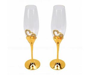 Smandy Ensemble de Flûtes à Champagne, Verres à Champagne, Verres à Grillage de Fiançailles, Grand Verre avec Cœur en Strass, Vitrines de Bulles pour Couples, Ensemble de Flûtes à, Anniversaire de