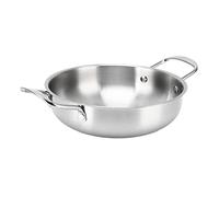 Smandy Pot Ramen en Acier Inoxydable, Cuiseur de Nouilles Coréen à Fond Plat, Chaleur Uniforme pour Soupe, Pâtes, Bouillie, Spaghetti (22 cm)